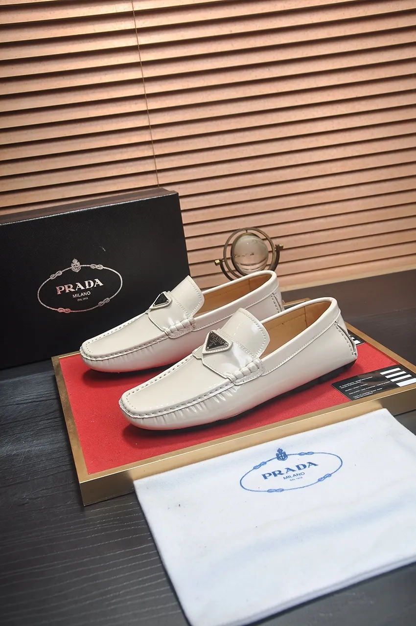 Men's Men's Shoes💰420💶【PRADA】 (High-end Niuli) New 🍀PRADA - Prada Doudou Shoes! Made of imported original cowhide, the inner top layer is comfortable cowhide lining! Original wear-resistant rubber outsole! High quality products! Code number 38-45 (45 customized)